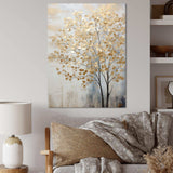 Minimalism Gold And Blue Trees Scene - Landscapes Canvas Wall Art