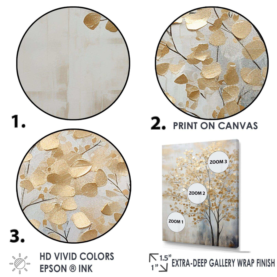 Minimalism Gold And Blue Trees Scene - Landscapes Canvas Wall Art