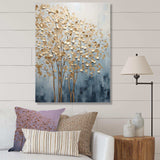 Minimalism Gold And Blue Trees Scene VII - Landscapes Canvas Wall Art