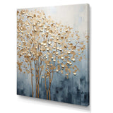 Minimalism Gold And Blue Trees Scene VII - Landscapes Canvas Wall Art