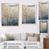 Minimalism Gold And Blue Trees Scene VII - Landscapes Canvas Wall Art