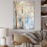 Gold And Blue Treasure Trees Scenery II - Landscapes Canvas Wall Art