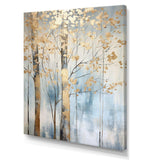 Gold And Blue Treasure Trees Scenery II - Landscapes Canvas Wall Art