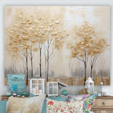 Minimalism Golden Trees Tranquility I - Landscapes Canvas Wall Art