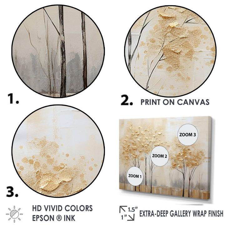 Minimalism Golden Trees Tranquility I - Landscapes Canvas Wall Art
