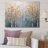 Minimalism Gold And Blue Trees Scenery II - Landscapes Canvas Wall Art