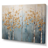 Minimalism Gold And Blue Trees Scenery II - Landscapes Canvas Wall Art