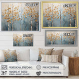 Minimalism Gold And Blue Trees Scenery II - Landscapes Canvas Wall Art