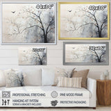 Minimalism Monochrome Birds On Branch I - Landscapes Canvas Wall Art