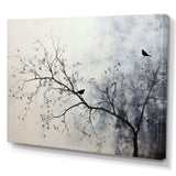 Minimalism Monochrome Birds On Branch II - Landscapes Canvas Wall Art