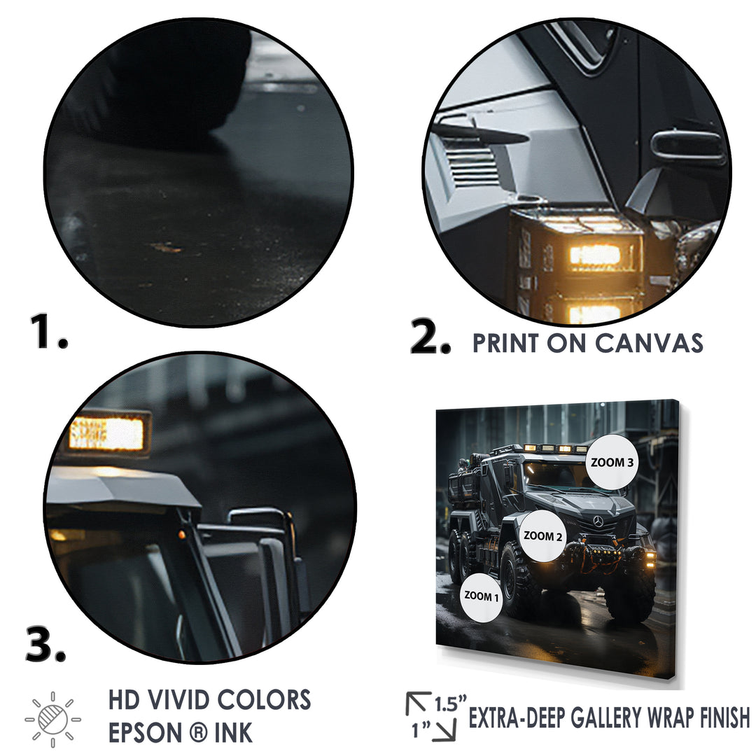 Au Noir Us Military Truck - Truck Canvas Wall Art