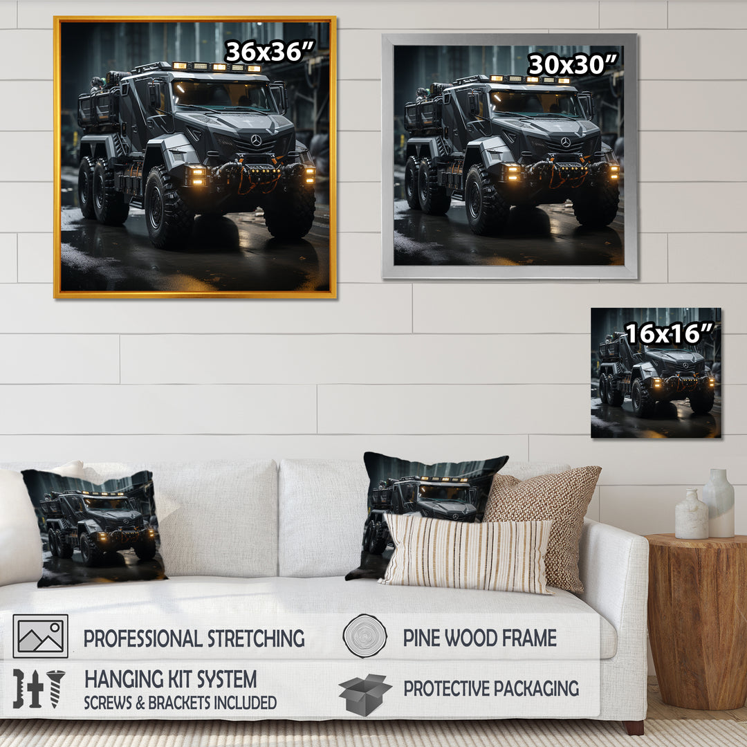 Au Noir Us Military Truck - Truck Canvas Wall Art