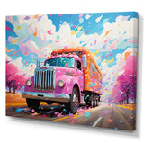 Pink Rainbow Truck - Truck Canvas Wall Art