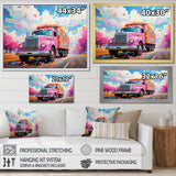 Pink Rainbow Truck - Truck Canvas Wall Art