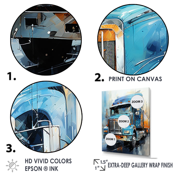 Blue 53Ft Truck Harmony - Truck Canvas Wall Art