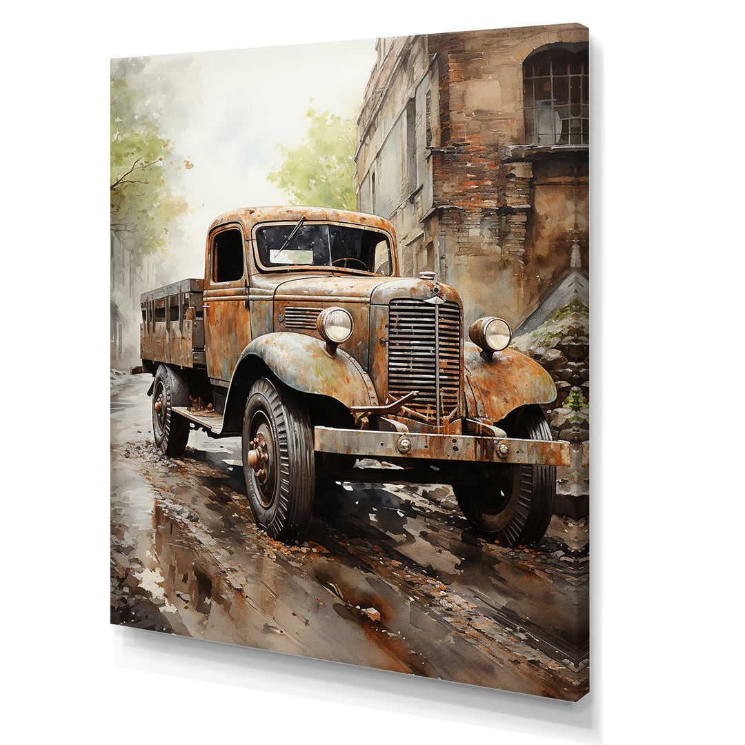 1950s Brown Delivery Truck - Truck Canvas Wall Art