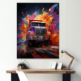 Expressionist Monster Truck Fury - Truck Canvas Wall Art