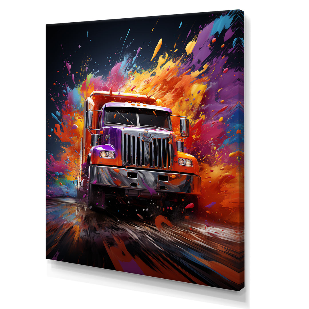 Expressionist Monster Truck Fury - Truck Canvas Wall Art