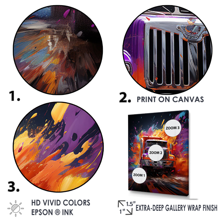 Expressionist Monster Truck Fury - Truck Canvas Wall Art