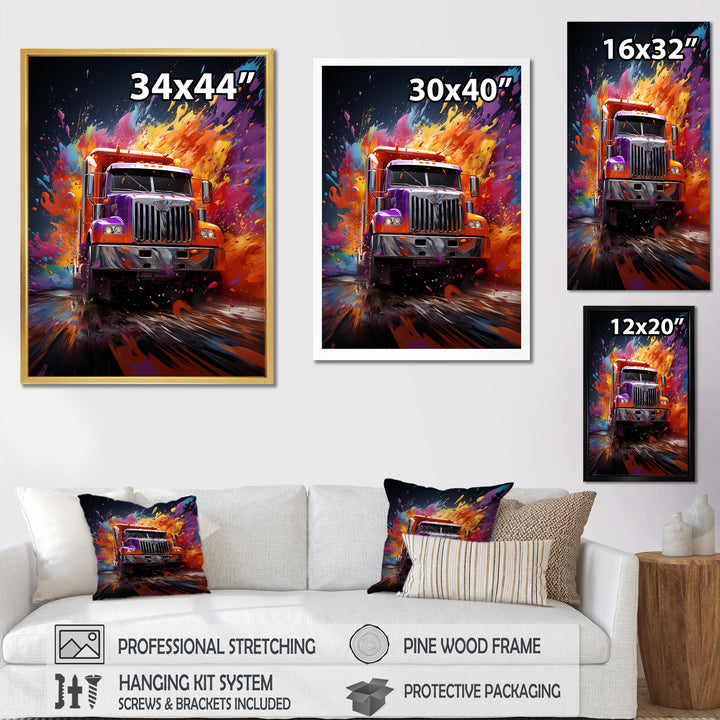 Expressionist Monster Truck Fury - Truck Canvas Wall Art