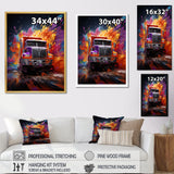 Expressionist Monster Truck Fury - Truck Canvas Wall Art
