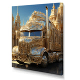 Golden Semi Truck Dream - Truck Canvas Wall Art
