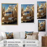 Golden Semi Truck Dream - Truck Canvas Wall Art