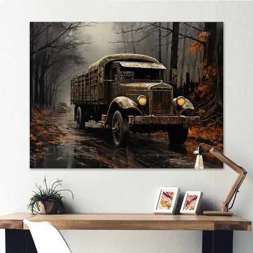 Brown 1930s Delivery Truck - Truck Canvas Wall Art