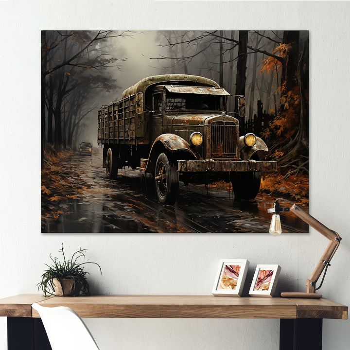 Brown 1930s Delivery Truck - Truck Canvas Wall Art