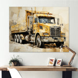Beige Semi Truck Collage - Truck Canvas Wall Art