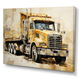 Beige Semi Truck Collage - Truck Canvas Wall Art