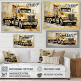Beige Semi Truck Collage - Truck Canvas Wall Art