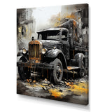 Old Black Garbage Truck - Truck Canvas Wall Art