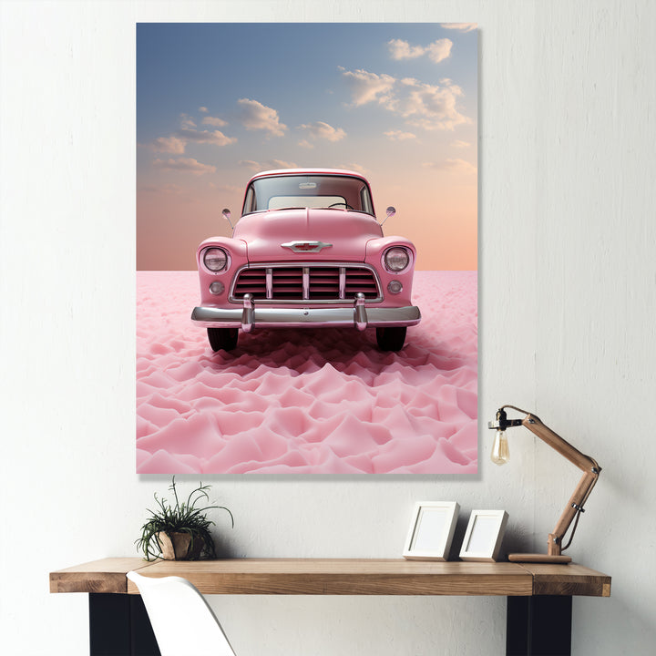 Romanticism Pink Truck Photo - Truck Canvas Wall Art