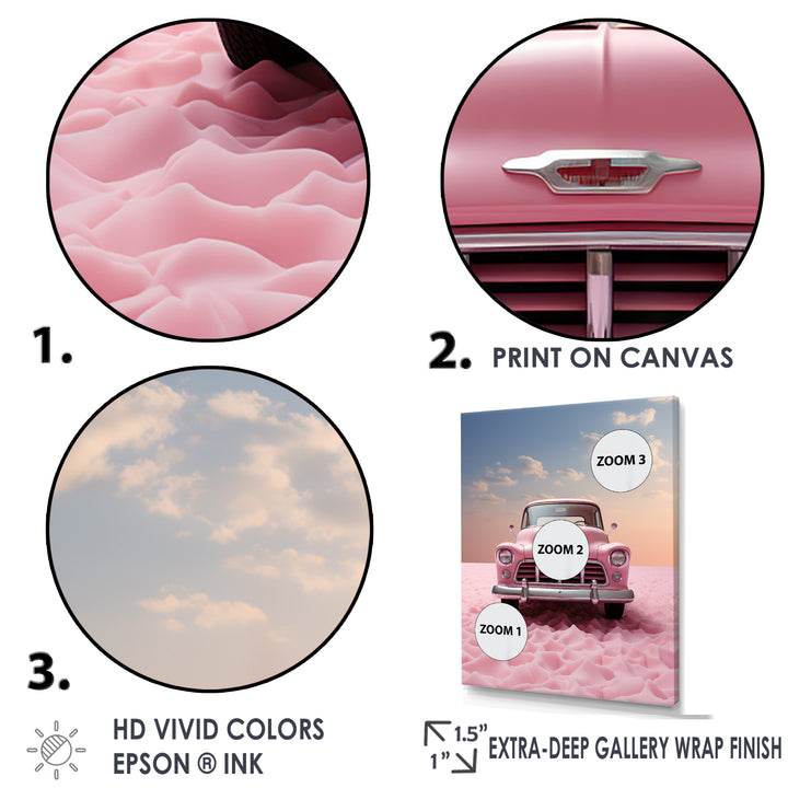 Romanticism Pink Truck Photo - Truck Canvas Wall Art