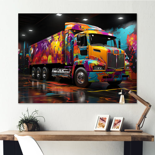 Street Art Semi Trailer Truck - Truck Canvas Wall Art