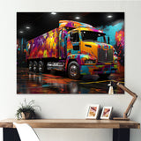 Street Art Semi Trailer Truck - Truck Canvas Wall Art