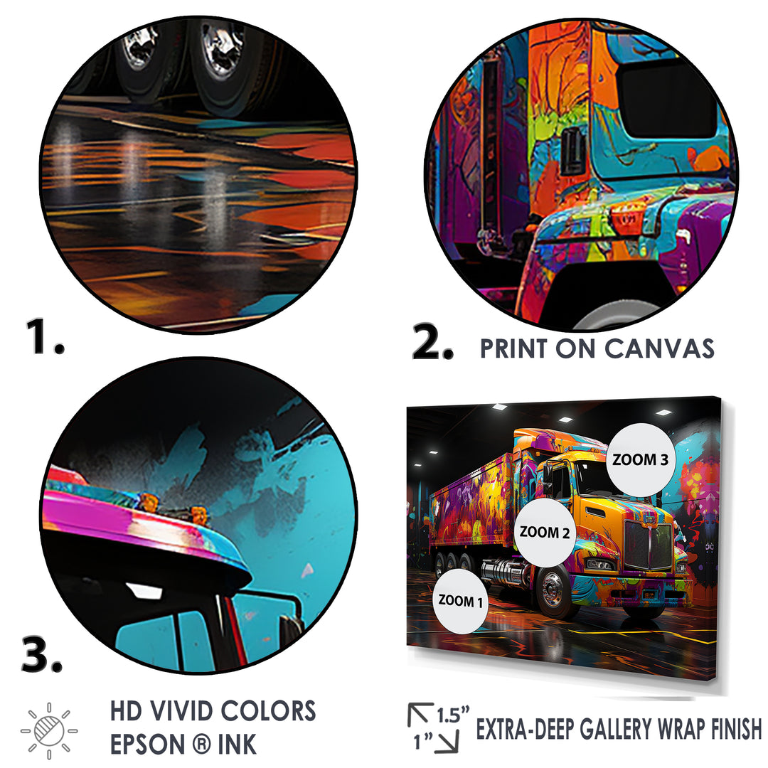 Street Art Semi Trailer Truck - Truck Canvas Wall Art