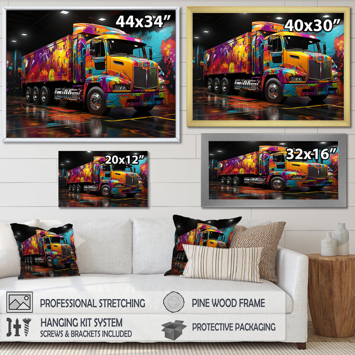 Street Art Semi Trailer Truck - Truck Canvas Wall Art