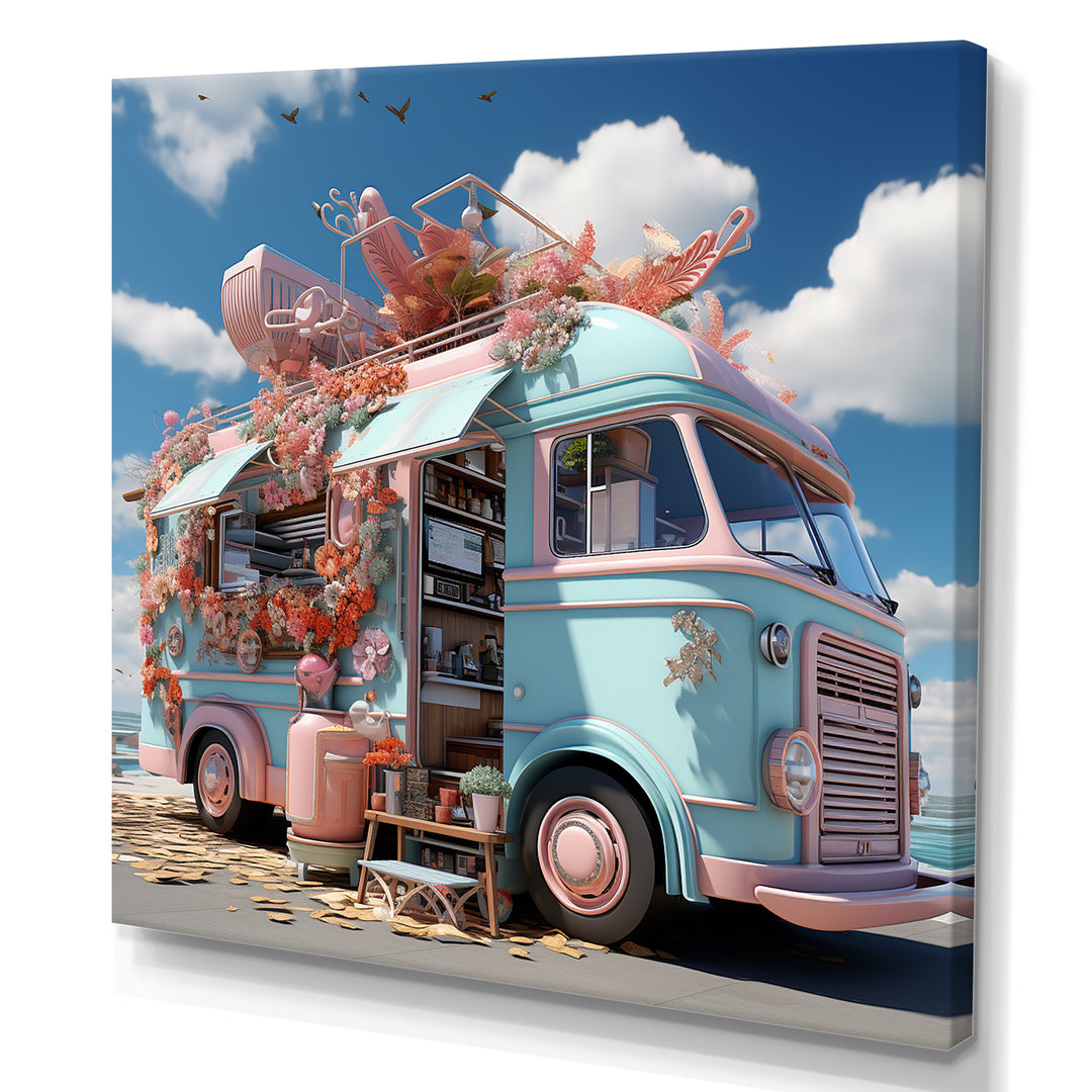 Pastel Ice Cream Truck I - Car Van Canvas Wall Art