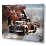 Truck Pickup Charm In Winter - Truck Pickup Canvas Wall Art