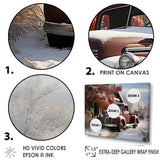 Truck Pickup Charm In Winter - Truck Pickup Canvas Wall Art