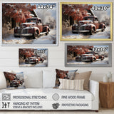 Truck Pickup Charm In Winter - Truck Pickup Canvas Wall Art