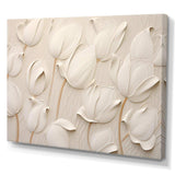 Minimalism White Tulips Symphony - Floral Canvas Wall Art