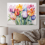 Painted Multicolor Tulips Collage - Floral Canvas Wall Art