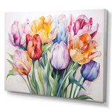 Painted Multicolor Tulips Collage - Floral Canvas Wall Art