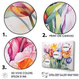 Painted Multicolor Tulips Collage - Floral Canvas Wall Art