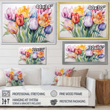 Painted Multicolor Tulips Collage - Floral Canvas Wall Art