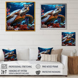 Abstract Serenity - Turtle Framed Canvas Art