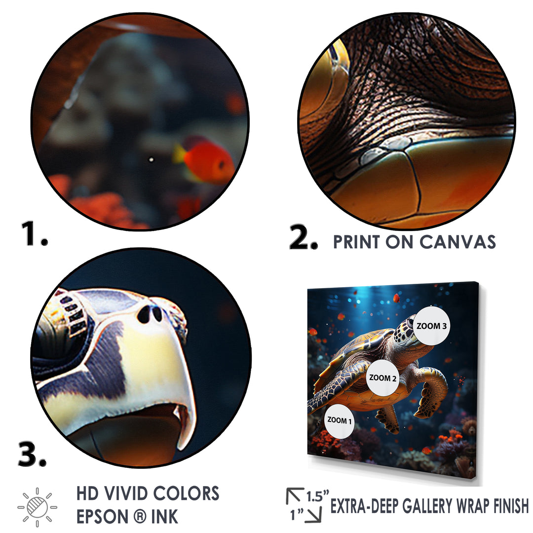 Cosmic Art Style Featuring A Turtle On A Cosmic - Turtle Large Canvas Wall Art